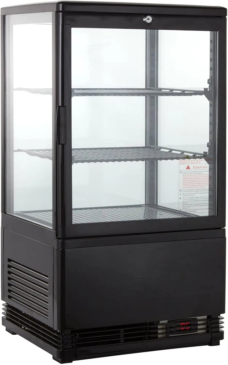 Prodotto Vetrina A Buffet +2°C E +6°C Con LED, GastroHero Vetrina Refrigerante Da 58 Litri, Banco Refrigerante Nero Con Porta In Vetro E Convezione