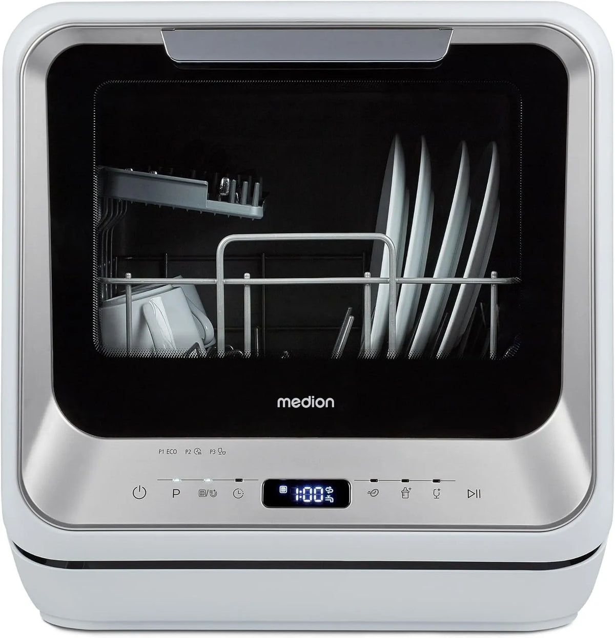 Lavastoviglie, 6 programmi, MEDION DWT20, 2 coperti, MEDION Mini Dishwasher DWT20, funziona con, senza collegamento all'acqua, biberon, tempo di avvio