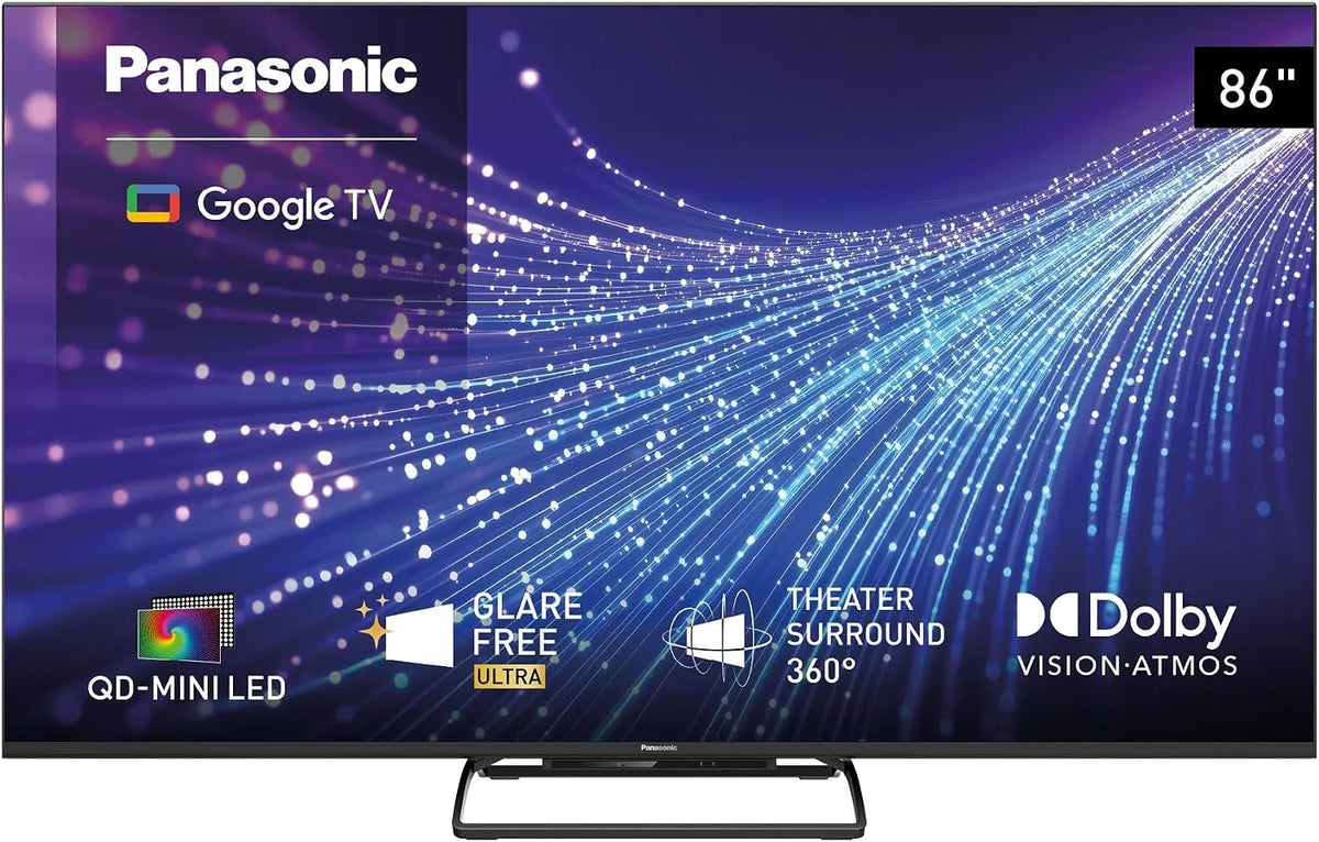 Panasonic TN-86W95 Smart TV, televisore, 4K UHD, Google TV, Glare Free Ultra, 4K UHD QD-Mini LED TV