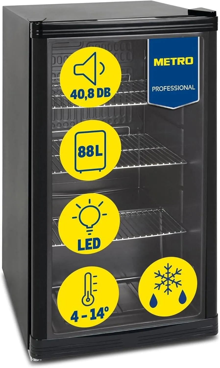 Frigorifero GPC1088, 88 L, 3 Ripiani Regolabili, METRO Professional Mini Frigo GPC1088
