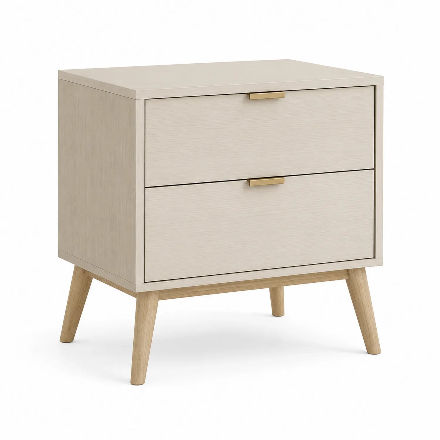 Comodino a Due Cassetti in Legno Beige