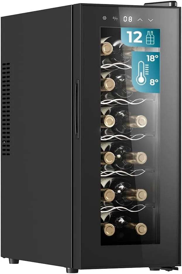 Cecotec Bolero GrandSommelier 1250 Cantinetta vino, 12 bottiglie, 2 zone di temperatura, LED, Raffreddamento Termoelettrico, ideale per conservare i