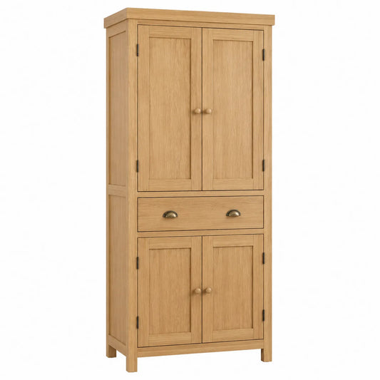 Credenza Alta in Legno di Rovere con 4 Ante e 1 Cassetto