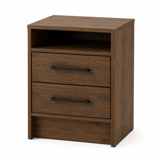Comodino in Legno MDF Marrone con 2 Cassetti 60x40x30 cm