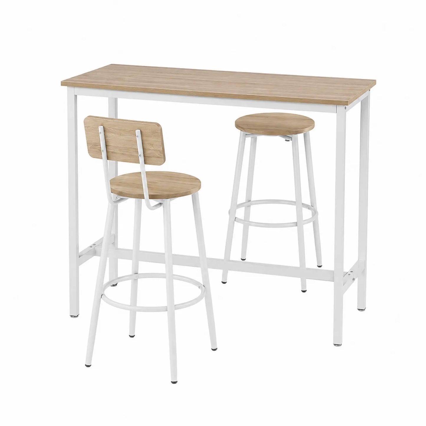 Set tavolo rettangolare e sgabelli in MDF e metallo