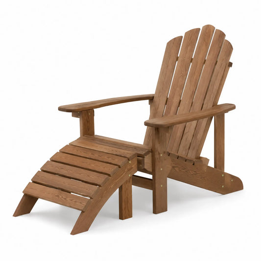 Sedia Adirondack in legno con poggiapiedi marrone