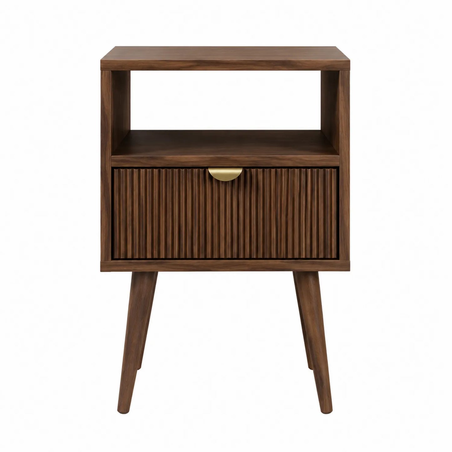Comodino in Legno Marrone con Cassetto e Vano Aperto 45x30x60 cm