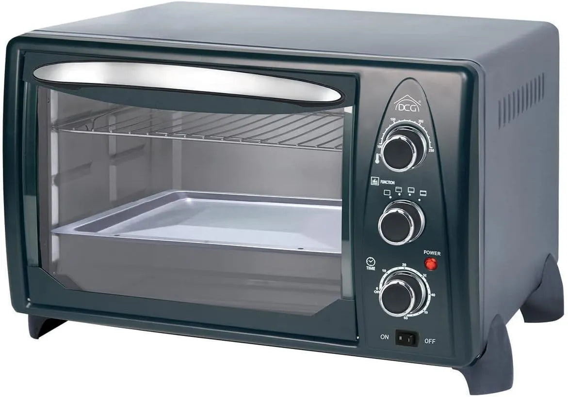 Forno elettrico, 44 x 29 x 30 cm, 24 L, 1380 W, DCG MBN24, nero, 4 posizioni di calore, 24 litri, termostato regolabile, ventilato, spia luminosa