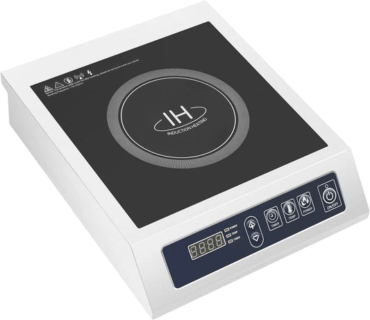 Piano cottura a induzione, 3500 W, piastra a induzione, professionale, 10 livelli di temperatura e 11 regolazione della potenza, portata 75 kg