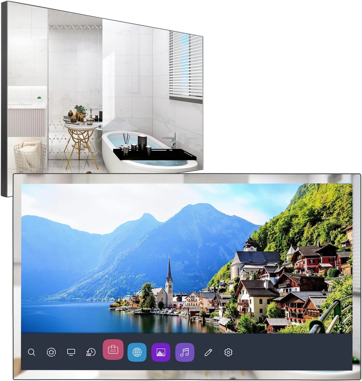 Smart TV 280E027, 28 pollici, televisore, 4K UHD, IP65, Dolby Vision e Atmos, modello 2024, Alexa integrato, pannello a specchio intelligente