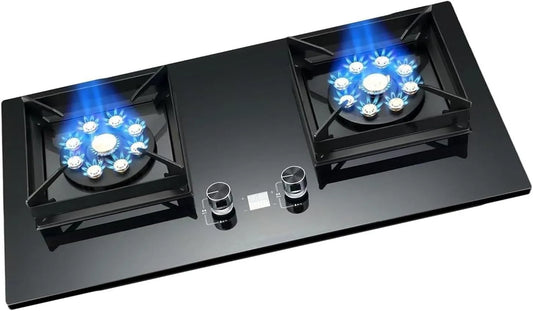 Piano cottura a gas, 2 fuochi, portatile, ghisa, fornello a gas, Fornello A Nove Camere da 7, 2 KW, Grande Fiamma