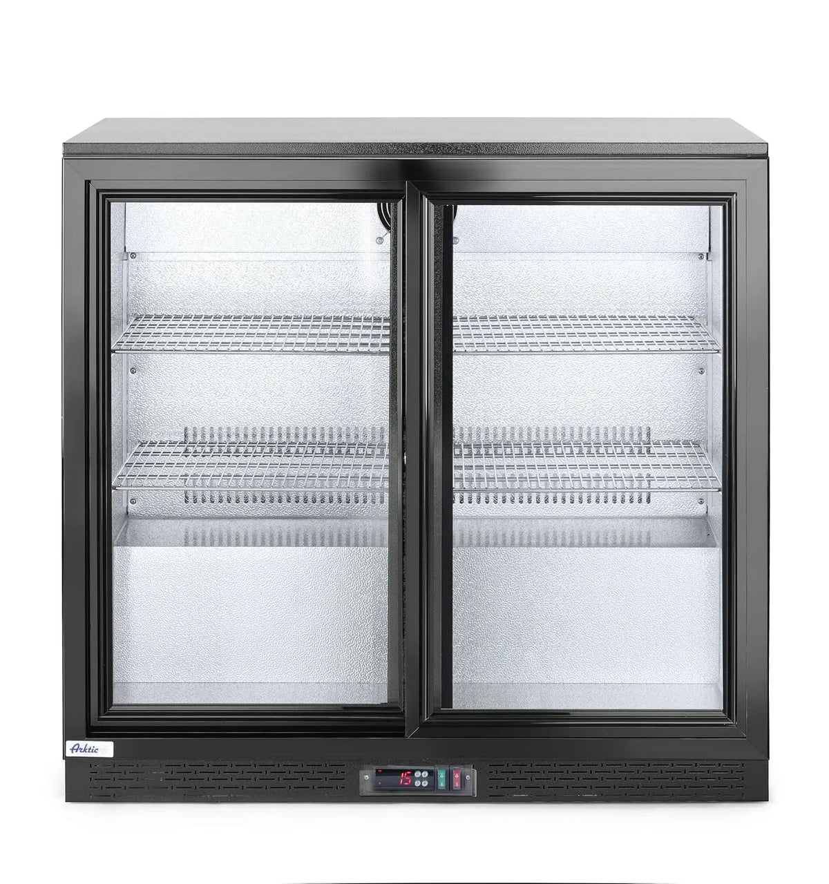 Frigorifero, 158 L, 160 W, 0 a 10 °C, 220 V, acciaio inox, nero, 900x520x, 865mm, 158L, 220V, 160W, porte scorrevoli doppie, acciaio verniciato a