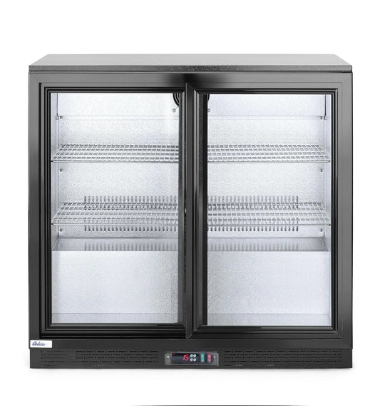 Frigorifero, 158 L, 160 W, 0 a 10 °C, 220 V, acciaio inox, nero, 900x520x, 865mm, 158L, 220V, 160W, porte scorrevoli doppie, acciaio verniciato a