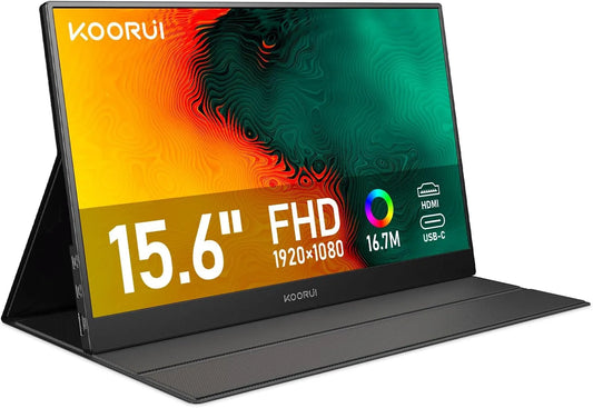 Monitor, KOORUI Portatile15.6, Full HD, HDMI, USB, KOORUI Monitor Portatile15.6 FHD Altoparlanti Incorporati HDMI USB Type C