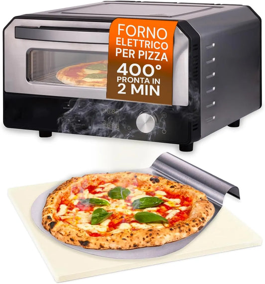 Forno elettrico per pizza, 6 programmi, display digitale, acciaio inox, Facile da Usare con Controllo Preciso della Temperatura