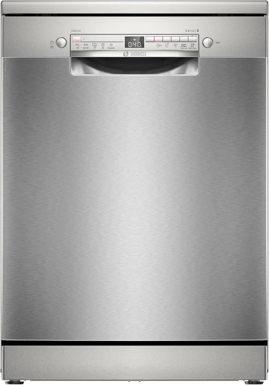 Bosch Serie 2 SMS2ITI33E Lavastoviglie, 60cm, Home Connect, libera installazione, acciaio inox, Diagnostica da remoto, Assistente al lavaggio