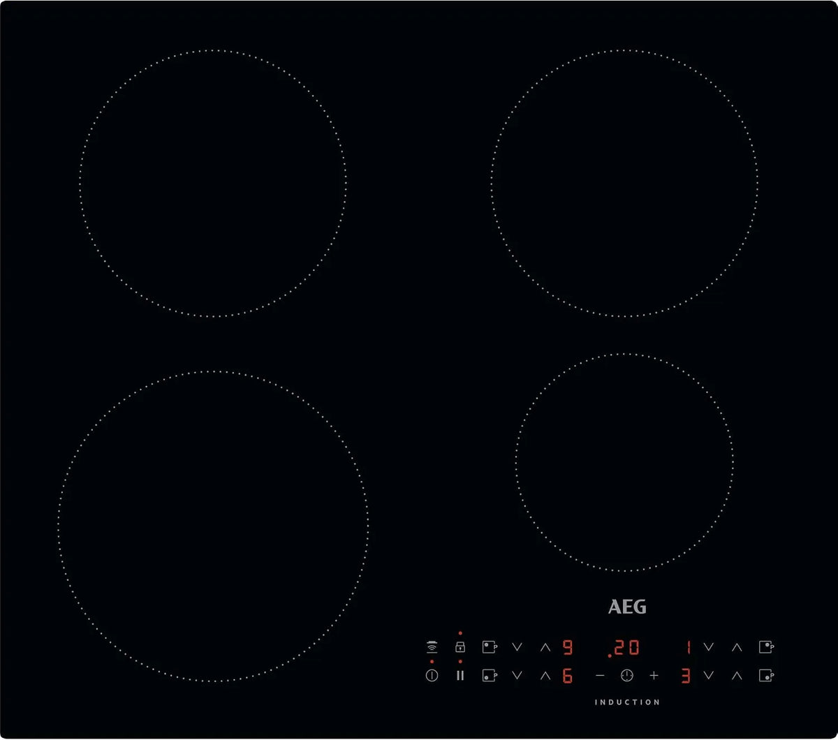 AEG serie 3000 IKX64301CB Piano cottura a induzione, 60 cm, 4 fuochi, piastra a induzione, Boost, timer, funzione Hob2Hood, indicatori LED, booster