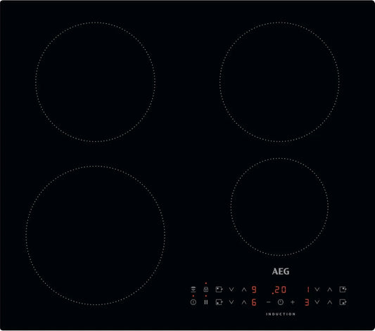 AEG serie 3000 IKX64301CB Piano cottura a induzione, 60 cm, 4 fuochi, piastra a induzione, Boost, timer, funzione Hob2Hood, indicatori LED, booster