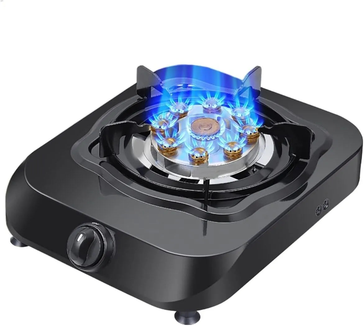 Piano cottura a gas, classe energetica E, portatile, fornello a gas, Fuoco feroce a Nove cavità da 5, 2 KW, per Cucina Campeggio Camper e Altro Ancora
