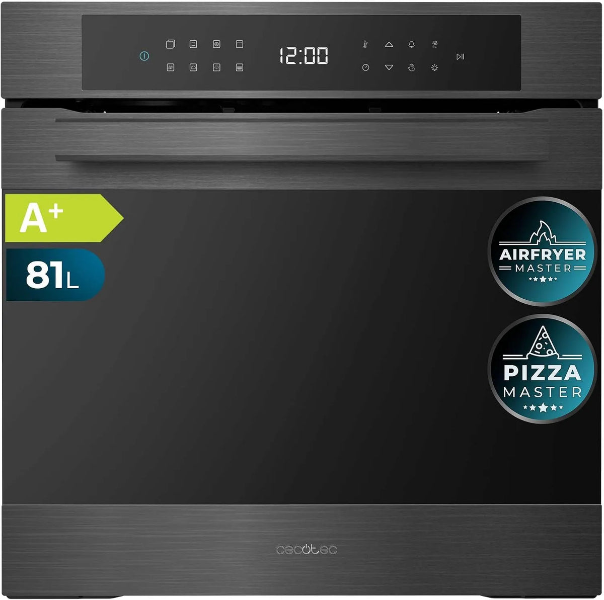 Cecotec Bolero Hexa P506000 Forno elettrico per pizza, 81 L, 11 programmi, da incasso, effetto 3D, nero, Steam Base X2, Pizza Master, 3D Cooking