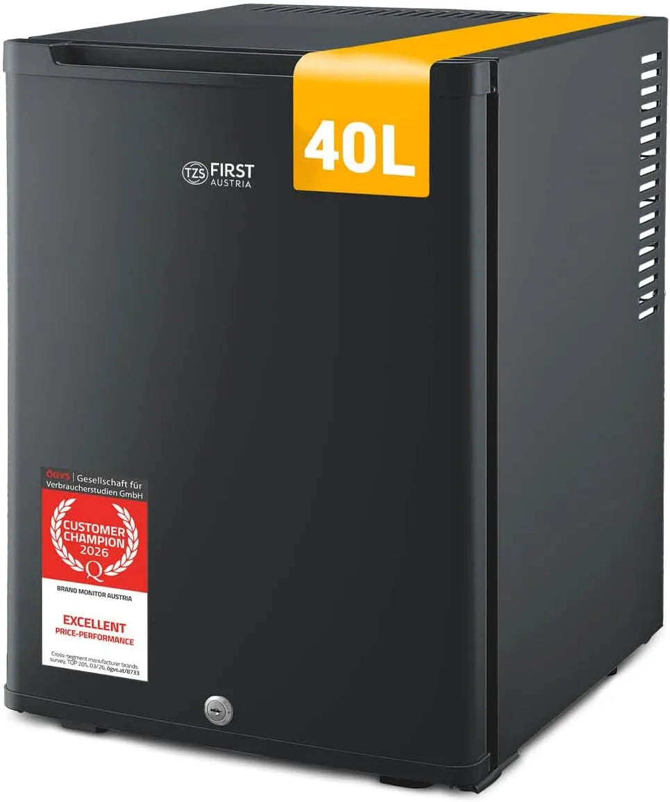 Frigorifero, 40 L, nero, Minibar per campeggio, TZS First Austria, ufficio, TZS First Austria - Mini Frigorifero 40L silenzioso - Piccolo Minifrigo