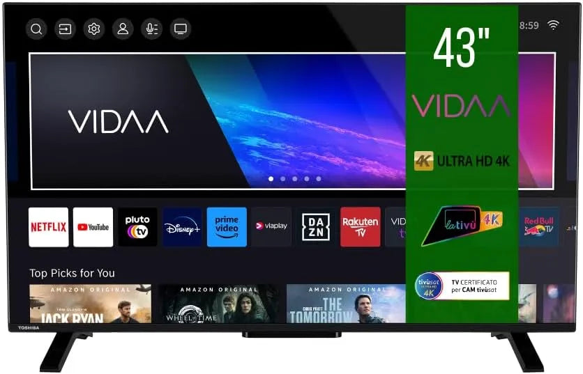 Toshiba 43UV2363DA Smart TV, 43 pollici, televisore, 4K UHD, HDR, HDMI, DVB-T2, Tecnologia LED, HDMI 2.1