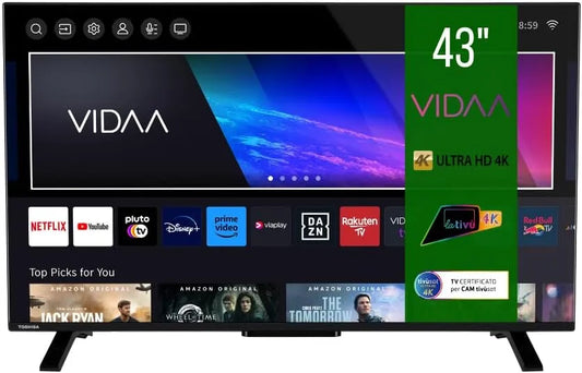 Toshiba 43UV2363DA Smart TV, 43 pollici, televisore, 4K UHD, HDR, HDMI, DVB-T2, Tecnologia LED, HDMI 2.1