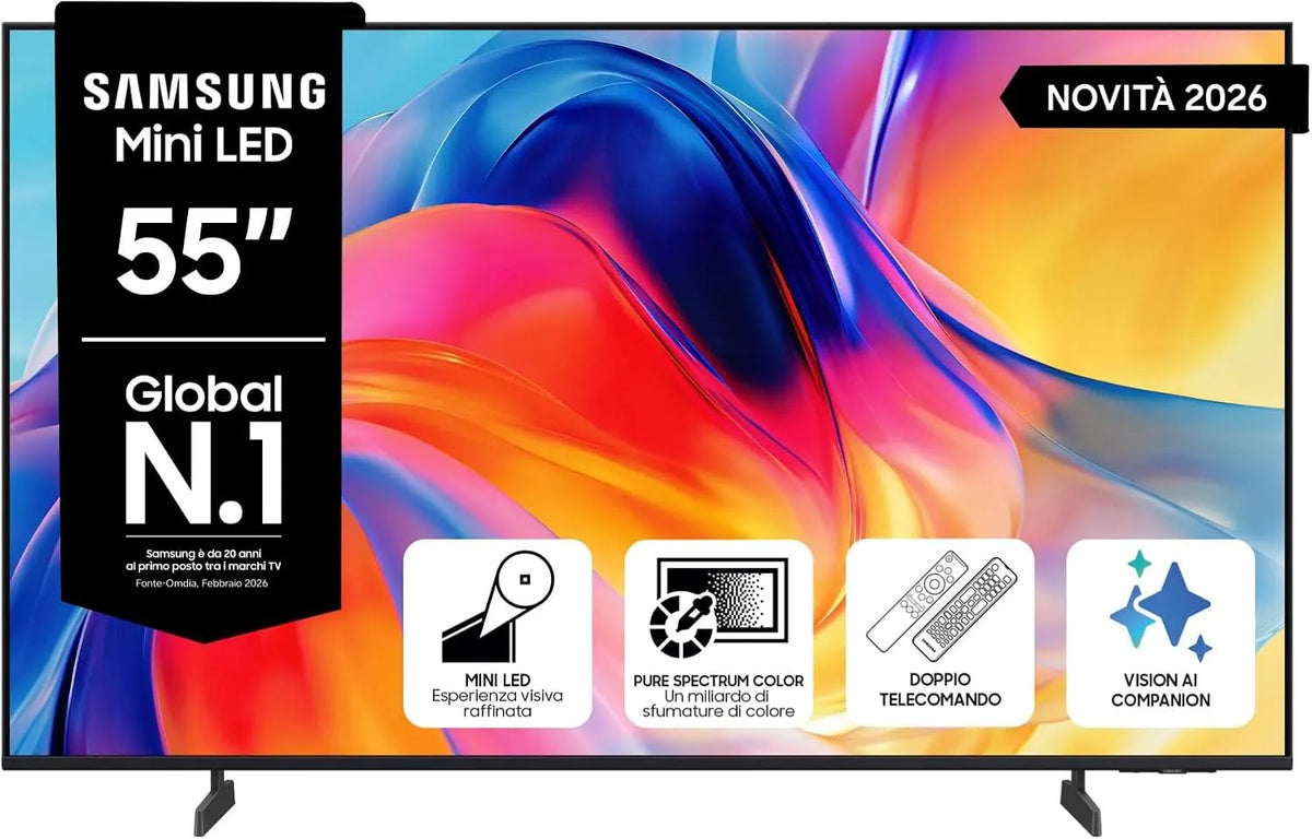 Samsung UE55M72HAUXZT Smart TV, 55 pollici, 50 Hz, televisore, 4K UHD, HDR, HDR 10+, Motion Xcelerator 50Hz, Voice Control with AI, 2026, Vision AI