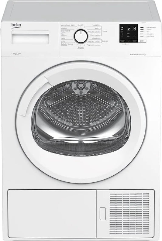 Beko DRX823N 0-24h Asciugatrice, 84, 6x59, 7x56, 8cm, 8 kg, classe energetica A, bianco, Beko - DRX823N - Asciugatrice Standard 8kg, Display Digit