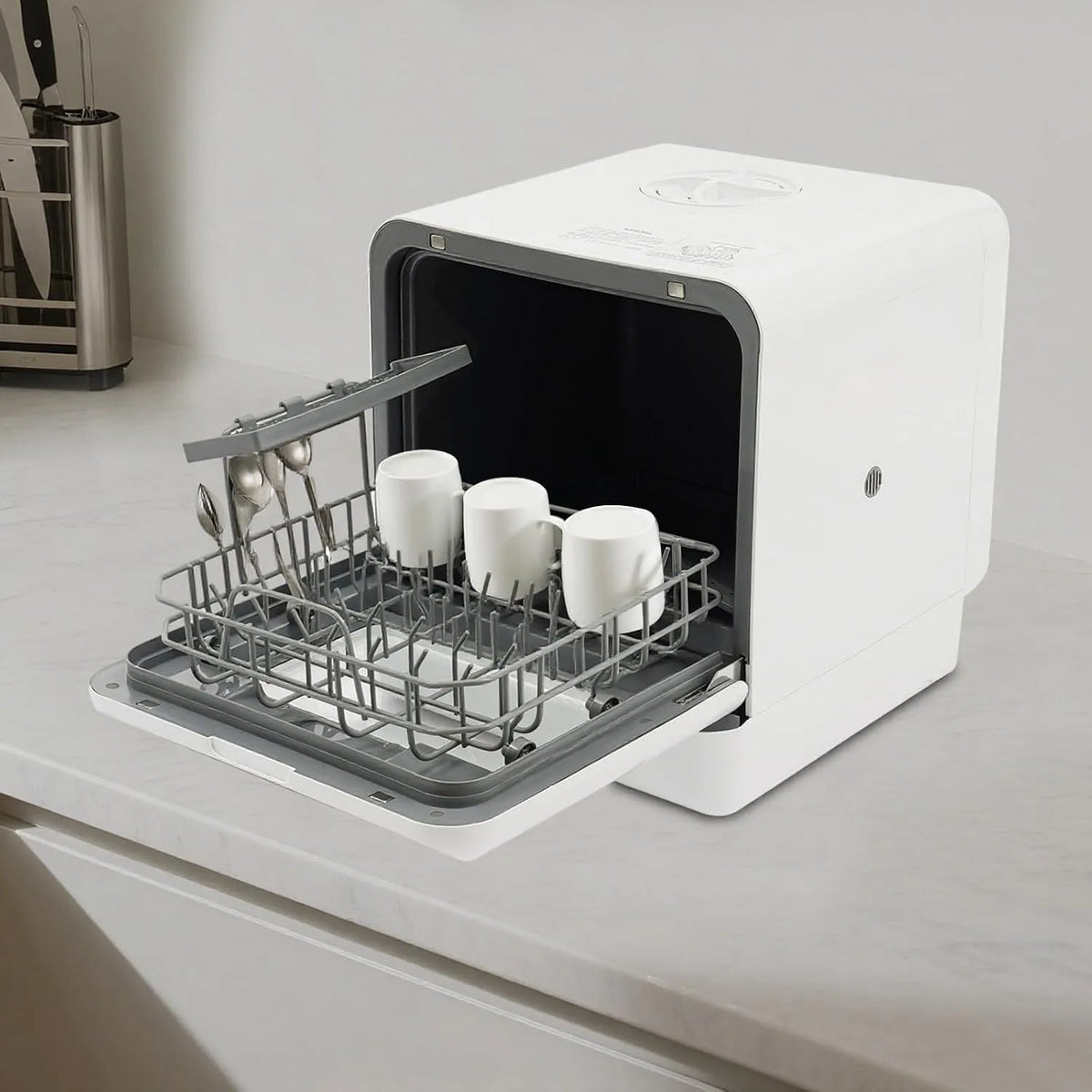 Dell Lavastoviglie, 6 L, 4 programmi, ampio serbatoio, pulizia a 360°, per 4-6 persone, mini lavastoviglie, funzione di asciugatura extra