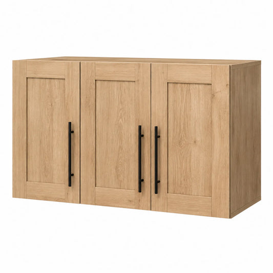 Armadio da parete in legno MDF con effetto rovere e 3 ante