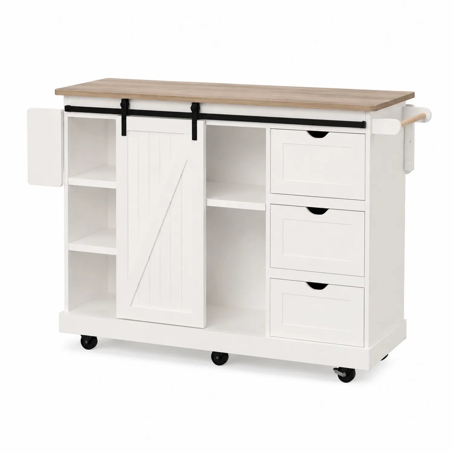 Credenza cucina in MDF con porta scorrevole e piano in legno