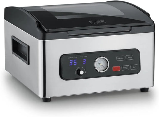 Caso Vuoto a camera, VacuChef 700, in acciaio inox da 8 l, potente pompa professionale da 70 litri, minuto, coperchio in vetro temperato, per alimenti
