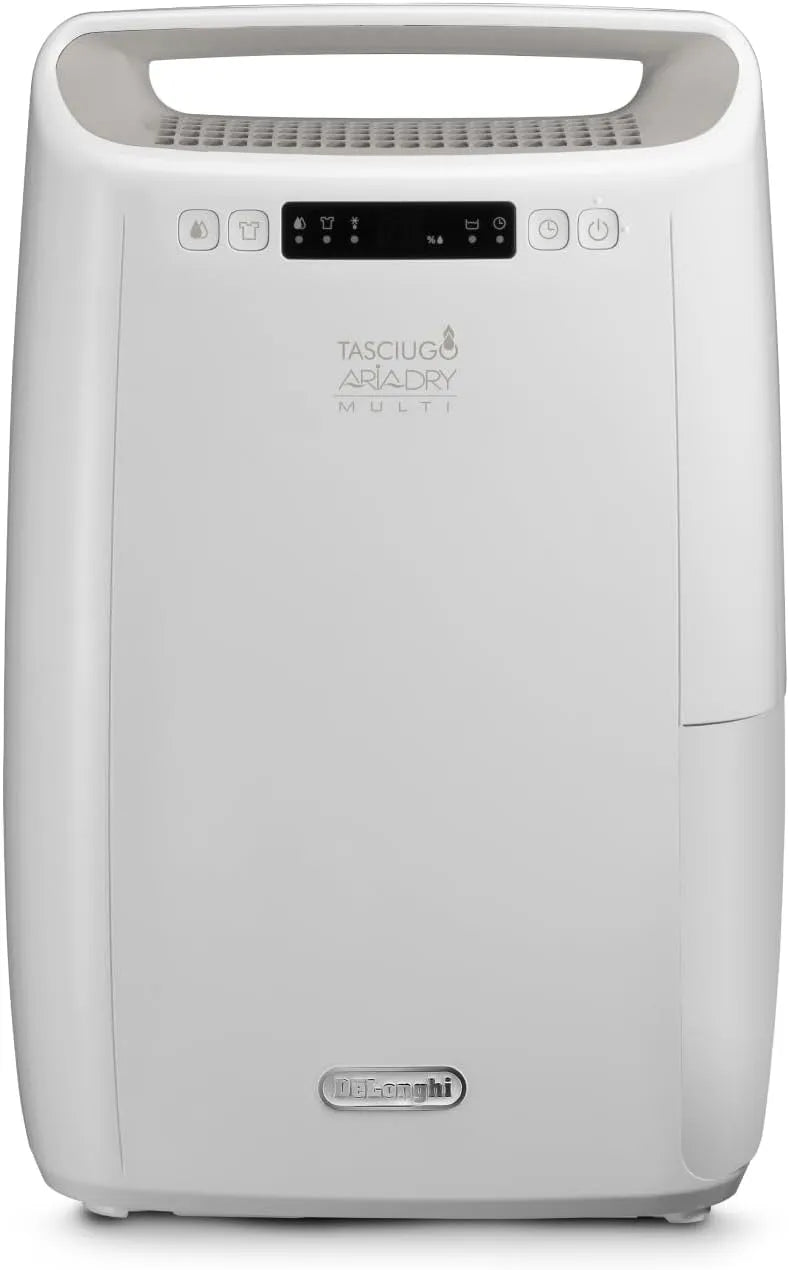 Deumidificatore 14L, Giorno DEXD214RF, 14 L, portatile, bianco, Sistema di Filtrazione a 3 Azioni, Assorbi Umidità 14L, De'Longhi Tasciugo AriaDry