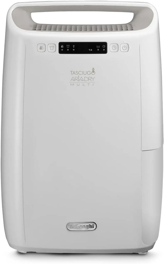 Deumidificatore 14L, Giorno DEXD214RF, 14 L, portatile, bianco, Sistema di Filtrazione a 3 Azioni, Assorbi Umidità 14L, De'Longhi Tasciugo AriaDry