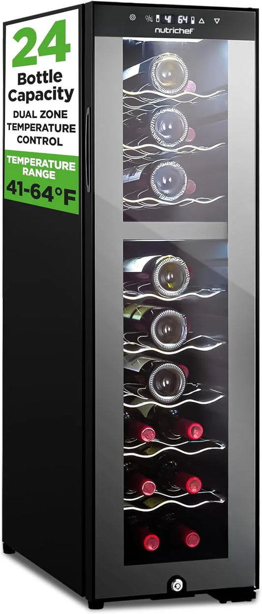 Cantinetta vino, 33 bottiglie, NutriChef PKCWCDS245, touch, nero, Posizionamento per Bottiglie in Piedi