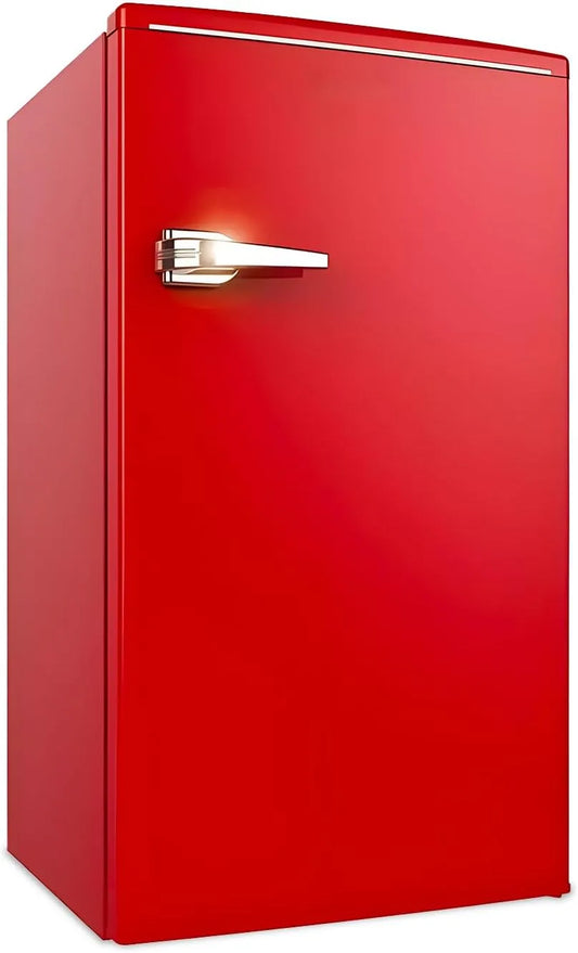 Congelatore, 90 L, classe energetica E, freezer verticale, rosso, Ripiano Regolabile e Cassetto Bar, Avilia - Frigorifero Vintage Monoporta 90L con
