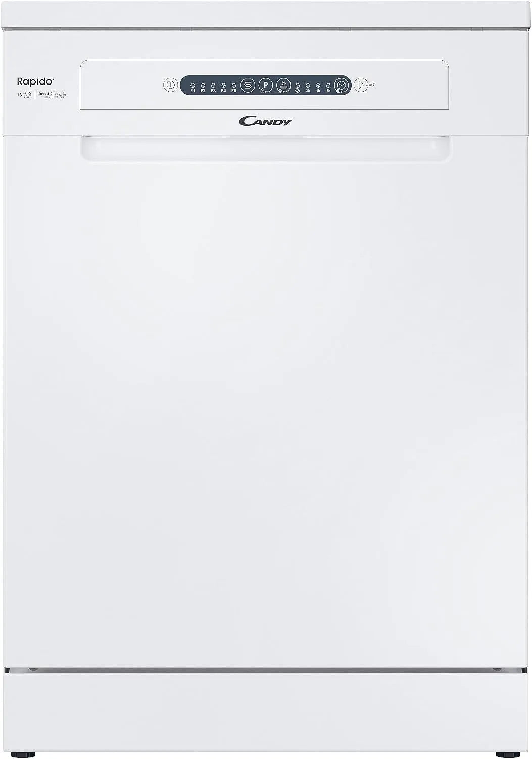 Candy 3E9E0W Lavastoviglie, 59, 7 x 59, 8 x 85 cm, 8 programmi, classe energetica E, libera installazione, Inverter, bianco, Ciclo Rapido 49 Min