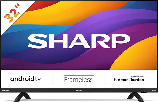 Sharp 32Di6E 3Xhdmi Smart TV, 32 pollici, 1366 × 768, classe energetica F, 3 HDMI, 2 USB, televisore, Wi-Fi, Android OS, DVB-T2, nero, 2021, 2Xusb