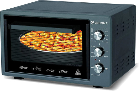 Forno elettrico, 38 L, timer, nero, Autopulente e Smaltato, Temperatura fino a 320° Doppio Vetro con Luce Interna e Timer 2 Teglie e 1 Griglia