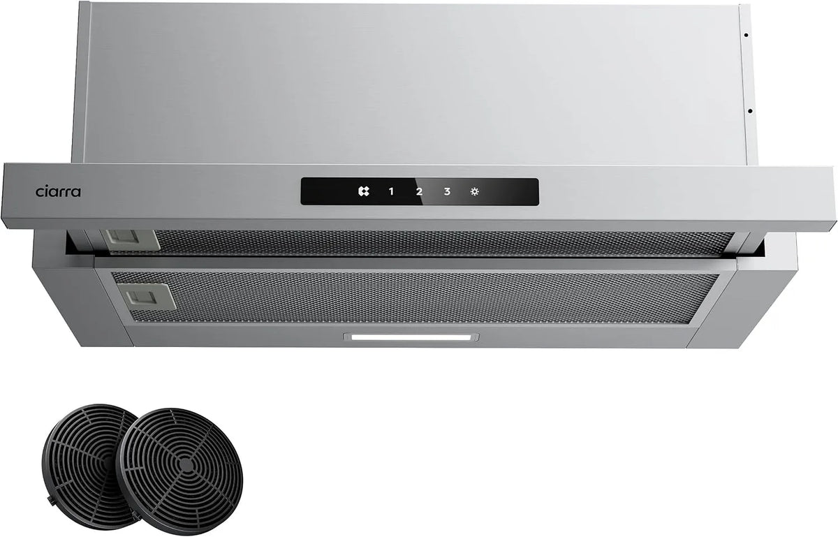 CIARRA CBCS6909A Cappa aspirante, 60 cm, 606 m3/h, cappa da cucina, argento, CIARRA CBCS6909A Cappa Aspirante Integrata 60 cm 606m3