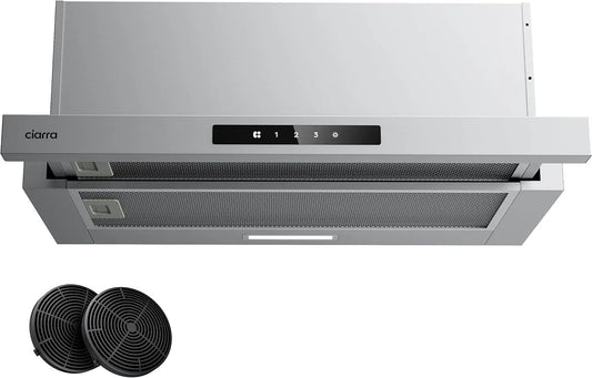 CIARRA CBCS6909A Cappa aspirante, 60 cm, 606 m3/h, cappa da cucina, argento, CIARRA CBCS6909A Cappa Aspirante Integrata 60 cm 606m3