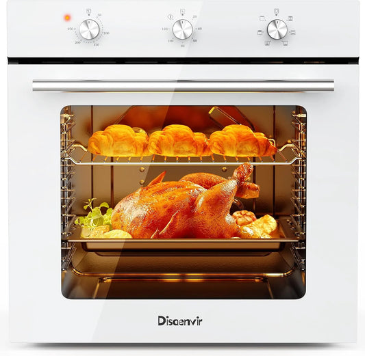 Forno elettrico per pizza, 60 cm, 60 L, 6 programmi, da incasso, timer, grill, bianco, Funzione Pizza, 2kW, 6 Funzioni, 60L 2, Riscaldamento Rapido