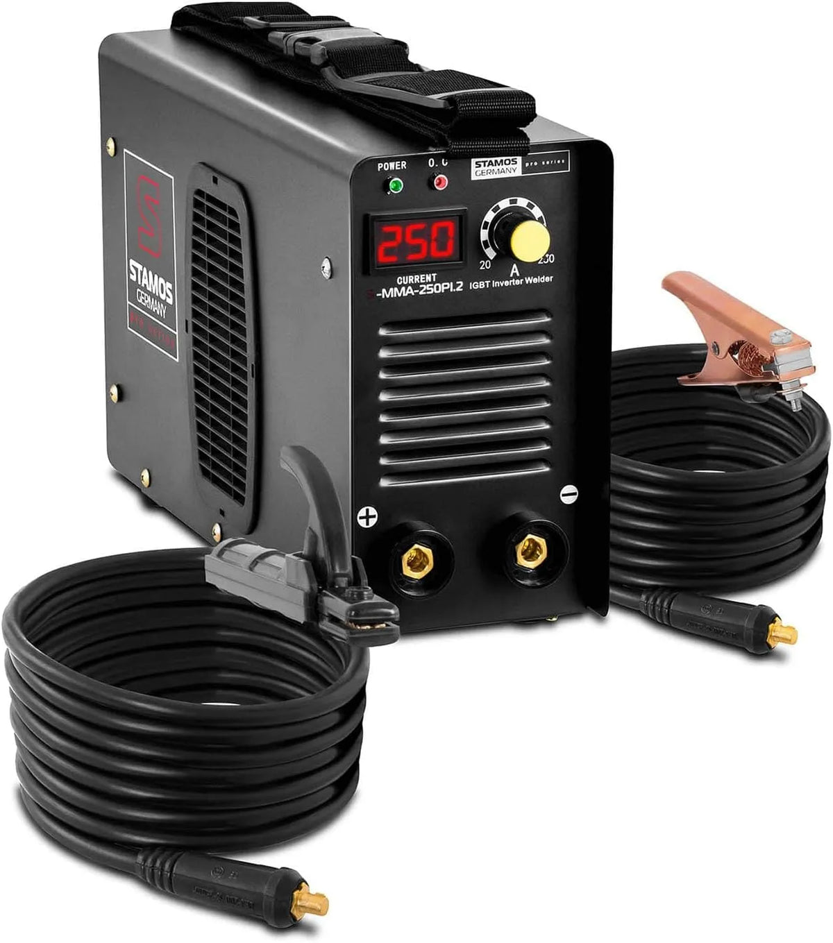Accessorio per elettrodomestico, Stamos S-MMA-250PI.2, Inverter, professionale, Display Led, Cavo 8 m, 250 A, Hot Start, IGBT, Accessori Inclusi