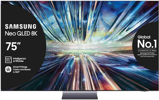 Samsung QE75QN900DTXZT NQ8 Smart TV, 75 pollici, televisore, QLED, audio Dolby, nero, Graphite Black 2024, DVBT-2, Q-Symphony & Dolby Atmos, Integrato