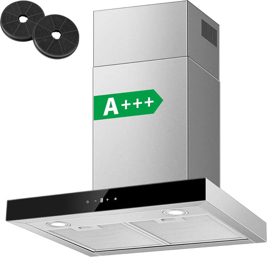 Cappa aspirante, 60 cm, 450 m3/h, cappa da cucina, 3 velocità, Boost, touch, acciaio inox, A+++ Cappa Cucina 450m3, h Acciaio Inossidabile, Sistema di