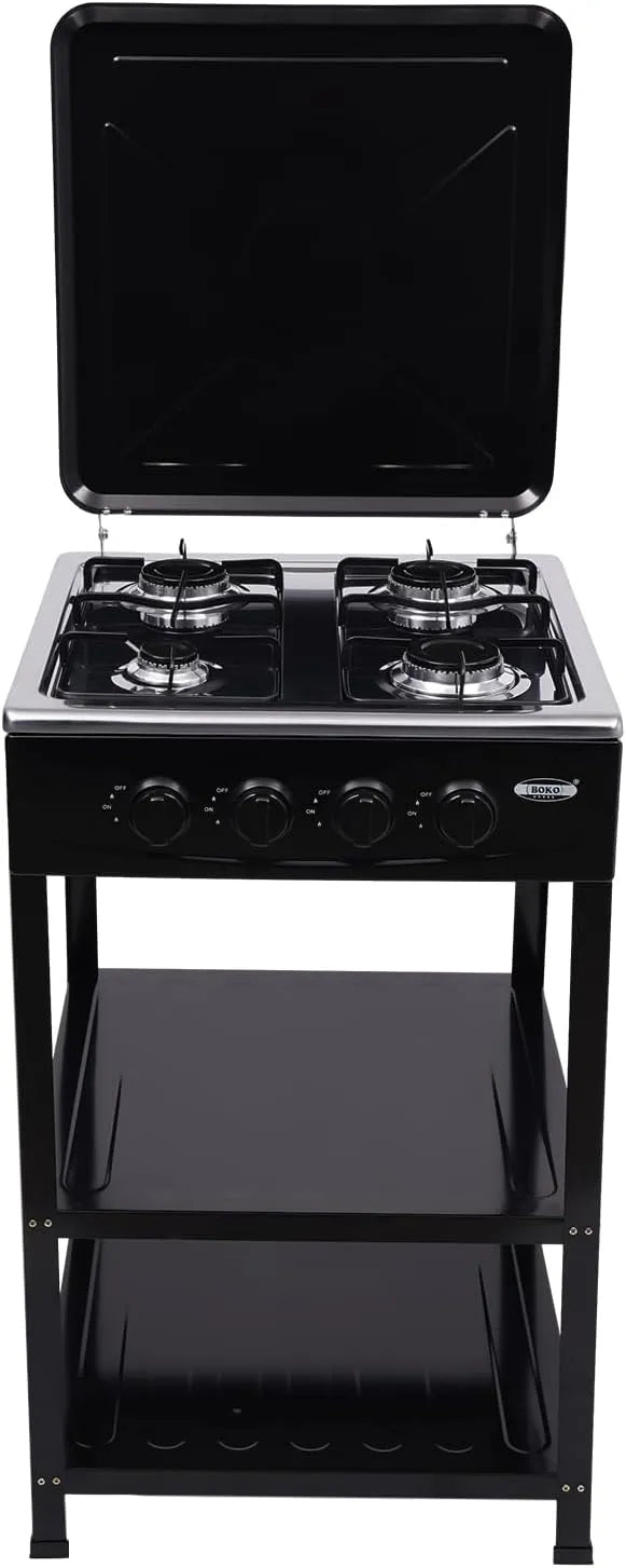 Forno elettrico, 4 fuochi, portatile, esterno, scaffale a 2 ripiani e coperchio, outdoor, piano cottura a gas naturale autoportante