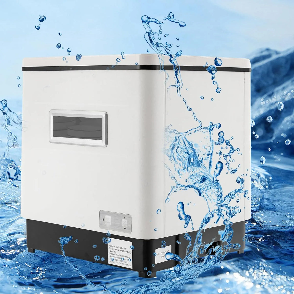 Lavastoviglie, 60 L, 1500 W, 220 V, acciaio inox, bianco, per piccole cucine, mini lavastoviglie da tavolo