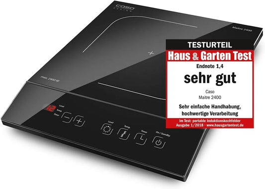 Caso Piastra di cottura a induzione, Maitre 2400, 2400 W, Smart Control a 12 livelli, display digitale, per pentole Ø 12-26 cm, 60-240 °C, timer