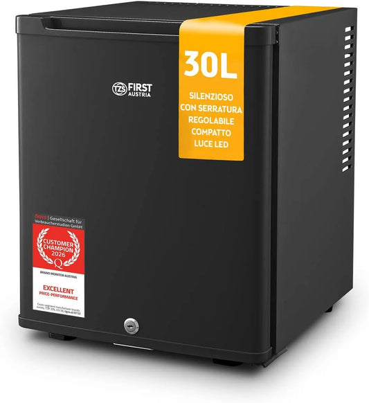 Frigorifero, 30 L, nero, Minibar per campeggio, TZS First Austria, ufficio, TZS First Austria - Mini Frigorifero 30L completamente silenzioso